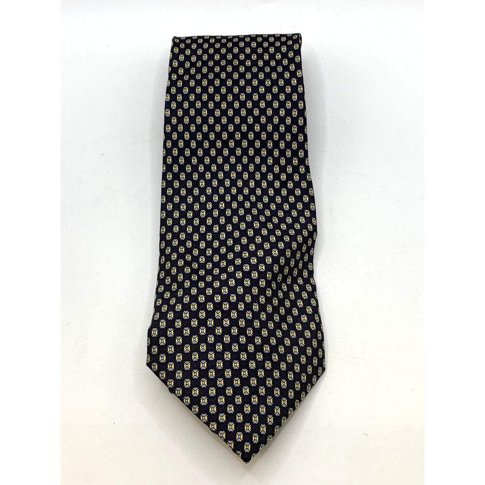 FIRENZE Men's Vintage Navy Printed Silk Tie